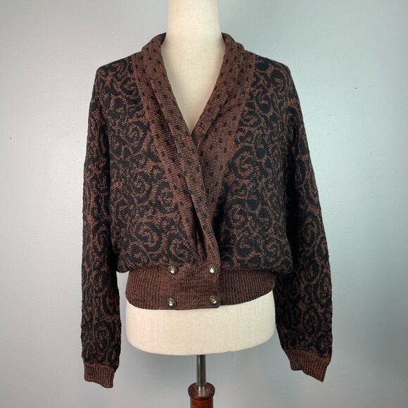 Maria Rodriquez Vintage Brown Patterned Women's Sweater Size S EUC - Picture 1 of 8